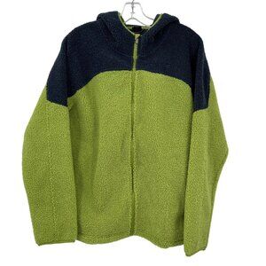 New All In Motion Sherpa Full Zip Jacket Mens M‎ Green Blue Athleisure Teddy